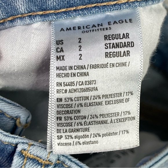 American Eagle Jegging Women's 2 Blue Skinny High Rise Light Wash Distressed - Picture 5 of 10
